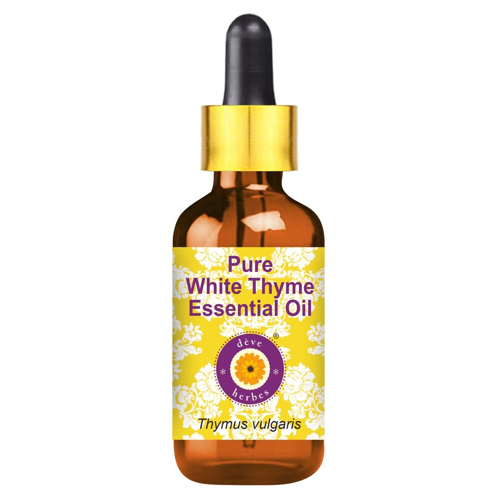 dve herbes Pure White Thyme Essential Oil (Thymus vulgaris) with Glass Dropper Natural Therapeutic Grade Steam Distilled 100ml (3.38 oz)