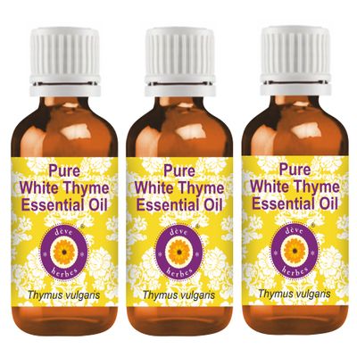 dve herbes Pure White Thyme Essential Oil (Thymus vulgaris) Natural Therapeutic Grade Steam Distilled (Pack of Three) 100mlx3 (10 oz)