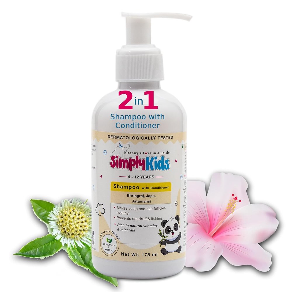 Simply Kids 2-in-1 Shampoo & Conditioner for 4-12 Years | pH Balanced, Efficacy Proven | Softens, Strengthens & Detangles | Natural Ingredients, No Harmful Chemicals.