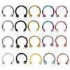 10Pcs Stainless Steel Horseshoe Lip Nose Septum Ear Ring Stud Piercing Set-Twist-Rainbow-16g (1.2 mm)-6 mm view 2