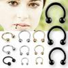 10Pcs Stainless Steel Horseshoe Lip Nose Septum Ear Ring Stud Piercing Set-Twist-Rainbow-16g (1.2 mm)-6 mm view 3