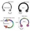 10Pcs Stainless Steel Horseshoe Lip Nose Septum Ear Ring Stud Piercing Set-Twist-Rainbow-16g (1.2 mm)-6 mm view 4