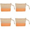 Jucobee 4-Pack Orange Jute Organizer Pouches  Multipurpose Zippered Bags for Makeup & Toiletries | Raw-Finish Interior, Sturdy & Convenient for Travel  5.9 H x 9.45 W x 2.95 B view 1