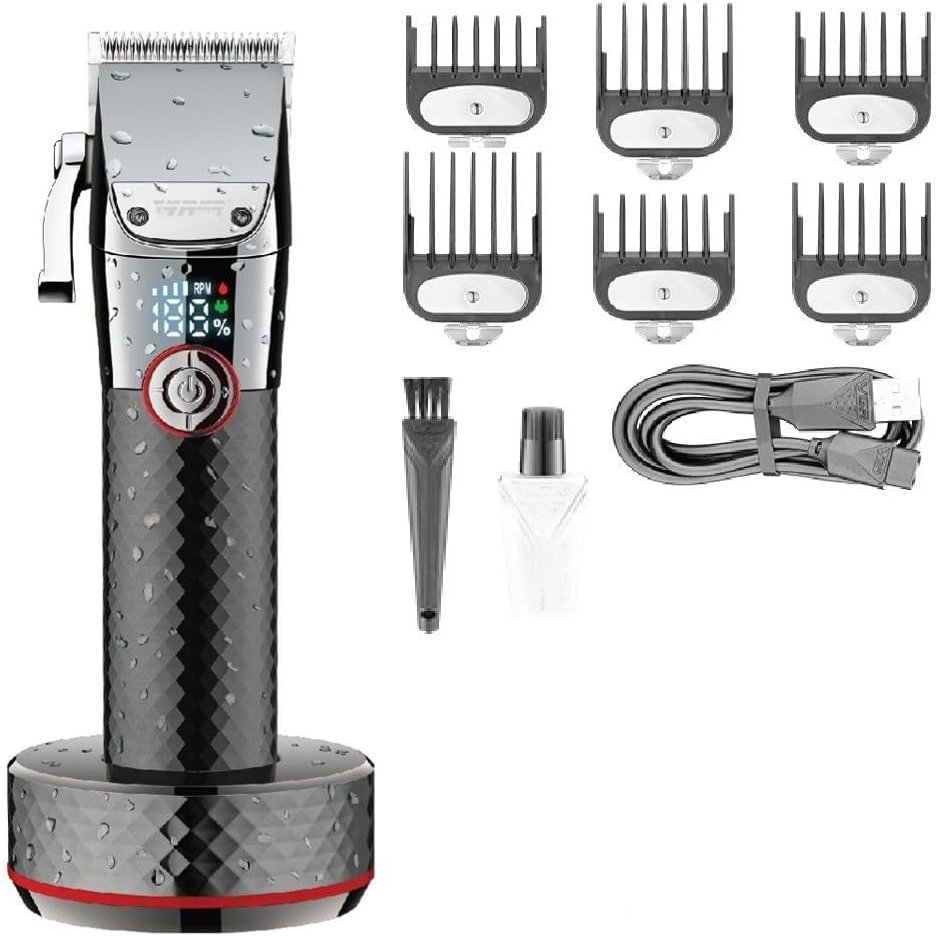 Pro Hair Clipper, Hair Clipper Professional Hair Trimmer Rechargeable Hair Cutting Machine Cordless Adjustable Electric Clippers for Men