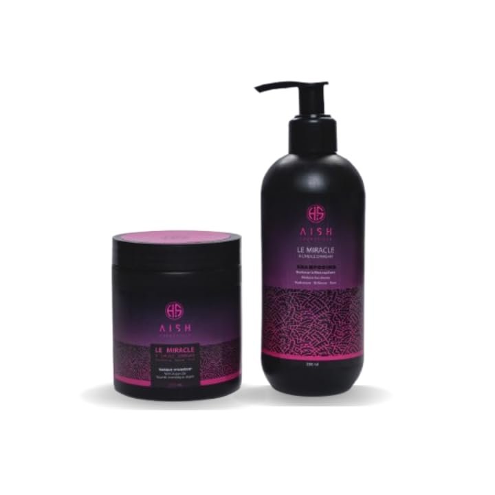 AISH Le Miracle Hair Care Set, Argan Oil Shampoo and Color Fixing Mask, 250ml Shampoo - 250ml Mask