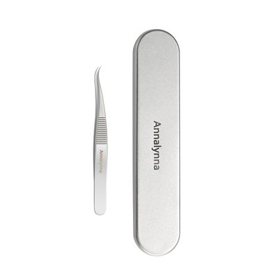 Annalynna Super Sharp Pointed Tweezers, Precision Fine Point Tip Ingrown Hair Removal Tool, Professional Facial Blackhead Tweezers, Pimple Popper, Penguin Curve Design, Non-Magnetic