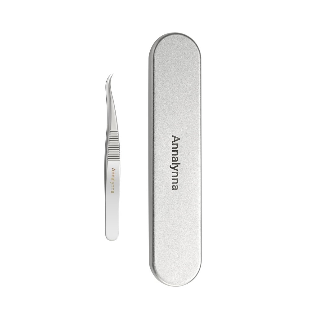 Annalynna Super Sharp Pointed Tweezers, Precision Fine Point Tip Ingrown Hair Removal Tool, Professional Facial Blackhead Tweezers, Pimple Popper, Penguin Curve Design, Non-Magnetic