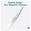 Annalynna Super Sharp Pointed Tweezers, Precision Fine Point Tip Ingrown Hair Removal Tool, Professional Facial Blackhead Tweezers, Pimple Popper, Penguin Curve Design, Non-Magnetic view 2