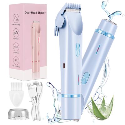 2026 New Bikini Shaver for Women, Electric Trimmer 2.0, with Stainless Steel Dual Head, IPX7 Waterproof, Wet and Dry Use, Reduces Pulling, Suitable for All Skin Types (Blue)