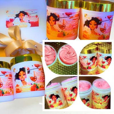 blasiandollcosmetics Royal Strawberry Chantilly Body Butter, Strawberry Body Cream,Sublimes and hydrates the skin,Golden Cozy Hours in Colorado Cream 8.8 oz