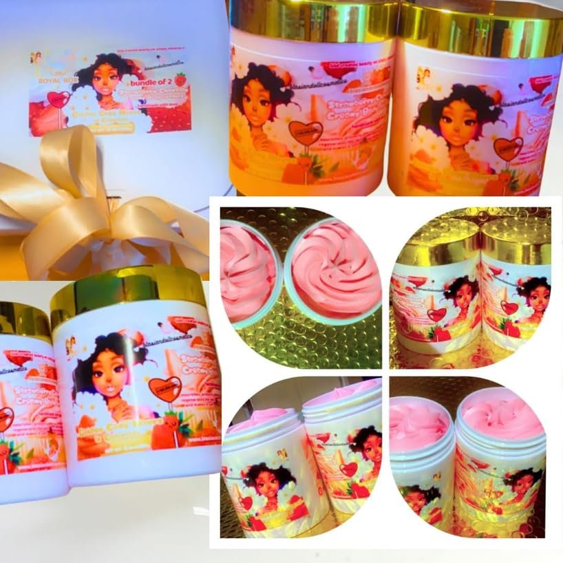 blasiandollcosmetics Royal Strawberry Chantilly Body Butter, Strawberry Body Cream,Sublimes and hydrates the skin,Golden Cozy Hours in Colorado Cream 8.8 oz