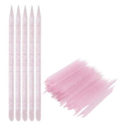 ANGGREK Disposable Nail Cuticle Pusher, Practical Cuticle Manicure Pedicure Stick Plastic 100pcs for Nail Salon for Home (Red) (Pinkish)