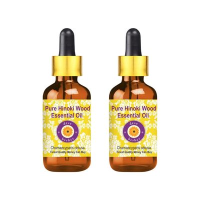 dve herbes Hinoki Wood Essential Oil (Chamaecyparis obtusa) with Glass Dropper Pure | Non-Sticky | Non-Greasy | Lightweight | Men & Women | All Skin Types | Steam Distilled 5ml X 2 (0.33 oz)