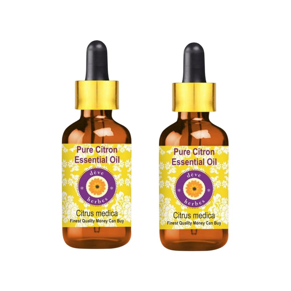 dve herbes Citron Essential Oil (Citrus Medica) with Glass Dropper Pure | Non-Sticky | Non-Greasy | Lightweight | Men & Women | All Skin Types | Steam Distilled 5ml X 2 (0.33 oz)