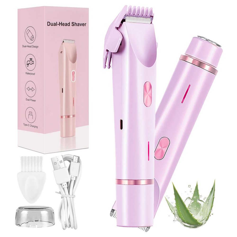 2026 New Bikini Shaver for Women, Electric Trimmer 2.0, with Stainless Steel Dual Head, IPX7 Waterproof, Wet and Dry Use, Reduces Pulling, Suitable for All Skin Types (Purple)