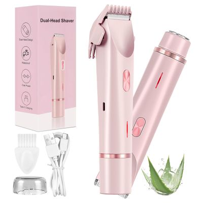 2026 New Bikini Shaver for Women, Electric Trimmer 2.0, with Stainless Steel Dual Head, IPX7 Waterproof, Wet and Dry Use, Reduces Pulling, Suitable for All Skin Types (Pink)