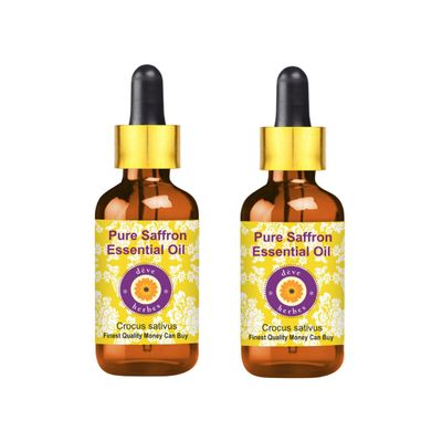dve herbes Saffron Essential Oil (Crocus sativus) Pure | Non-Sticky | Non-Greasy | Lightweight | Men & Women | All Skin Types | Steam Distilled 5ml X 2 (0.33 oz)