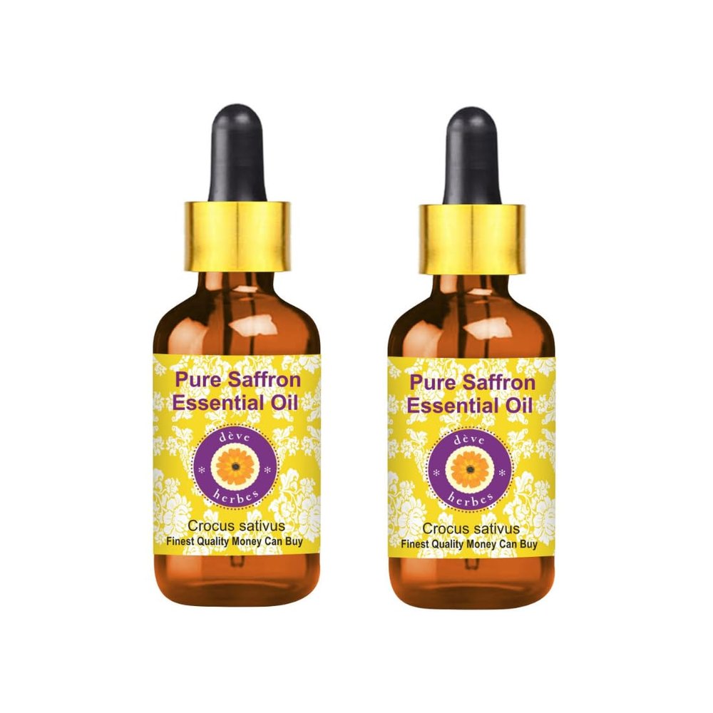 dve herbes Saffron Essential Oil (Crocus sativus) Pure | Non-Sticky | Non-Greasy | Lightweight | Men & Women | All Skin Types | Steam Distilled 5ml X 2 (0.33 oz)