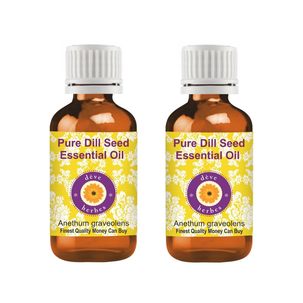 dve herbes Dill Seed Essential Oil (Anethum graveolens) Pure | Non-Sticky | Non-Greasy | Lightweight | Men & Women | All Skin Types | Steam Distilled 30ml X 2 (2 oz)
