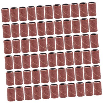 100pcs 180 Grit Sanding Bands for Nail Drill, Brown Abrasive Sleeves