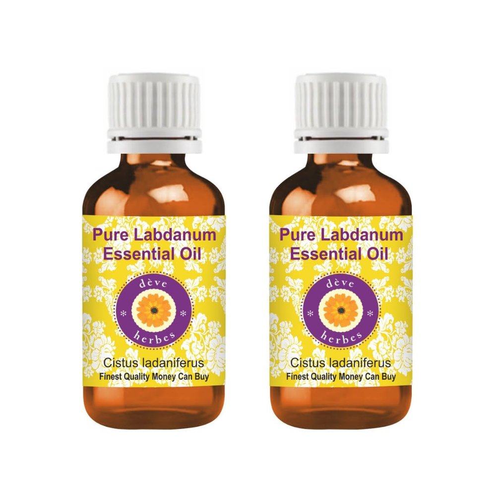 dve herbes Labdanum Essential Oil (Cistus ladaniferus) Pure | Viscous Texture | Rich Aroma | Unisex | All Skin Types | for External Use Only | Natural Extract | Steam Distilled 30ml X 2 (2 oz)