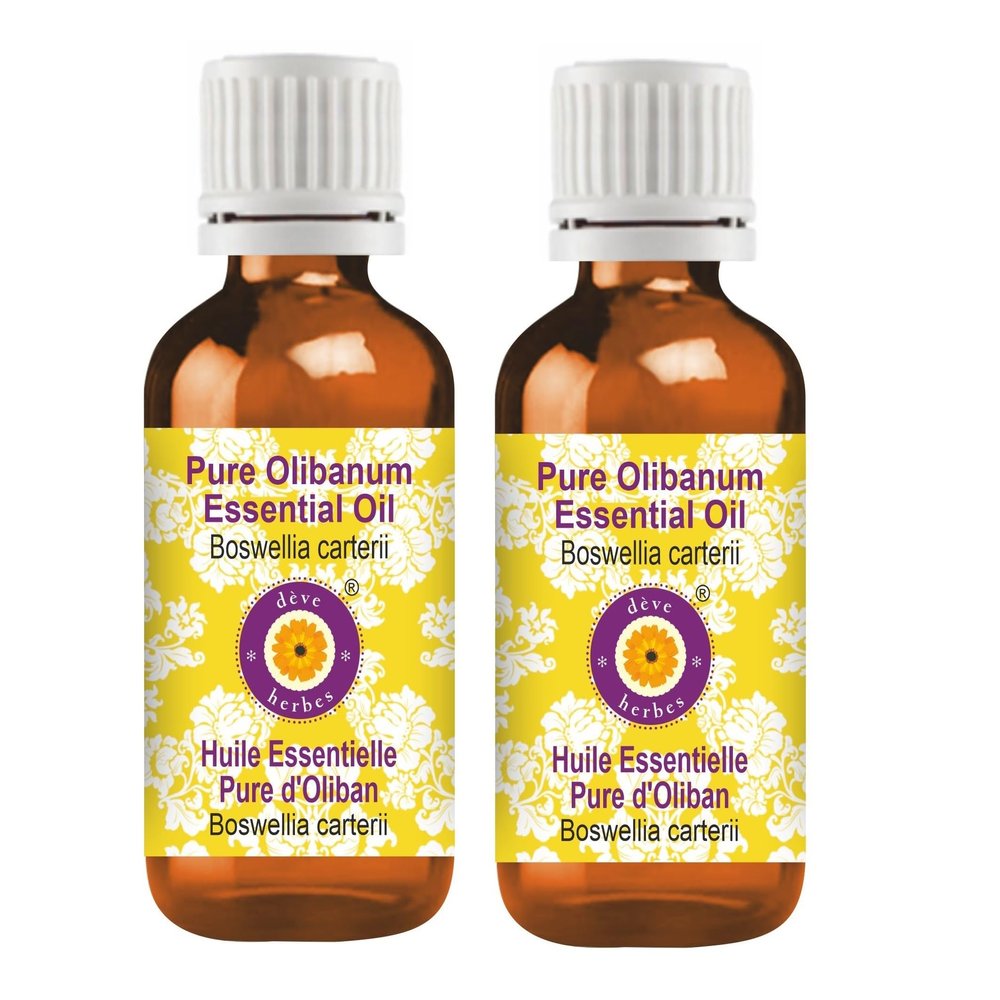 dve herbes Olibanum Essential Oil (Boswellia carterii) Pure | Non-Sticky | Non-Greasy | Lightweight | Men & Women | All Skin Types | Steam Distilled 15ml X 2 (1 oz)