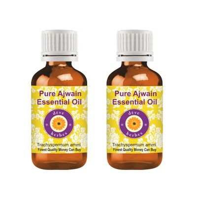 dve herbes Ajwain Essential Oil (Trachyspermum Ammi) Pure | Non-Sticky | Non-Greasy | Lightweight | Men & Women | All Skin Types | Steam Distilled 30ml X 2 (2 oz)