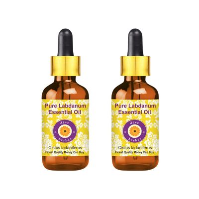 dve herbes Labdanum Essential Oil (Cistus ladaniferus) with Glass Dropper | Pure | Viscous Texture | Unisex | All Skin Types | External Use | Natural Extract | Steam Distilled 50ml X 2 (3.38 oz)