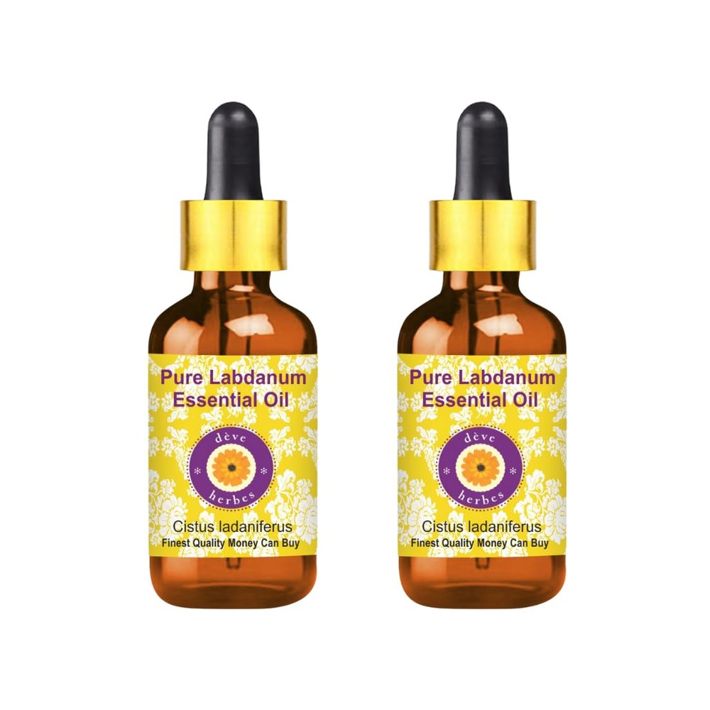 dve herbes Labdanum Essential Oil (Cistus ladaniferus) with Glass Dropper | Pure | Viscous Texture | Unisex | All Skin Types | External Use | Natural Extract | Steam Distilled 50ml X 2 (3.38 oz)