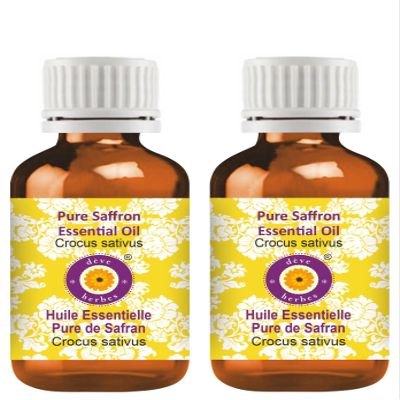 dve herbes Saffron Essential Oil (Crocus sativus) Pure | Non-Sticky | Non-Greasy | Lightweight | Men & Women | All Skin Types | Steam Distilled 5ml X 2 (0.33 oz)