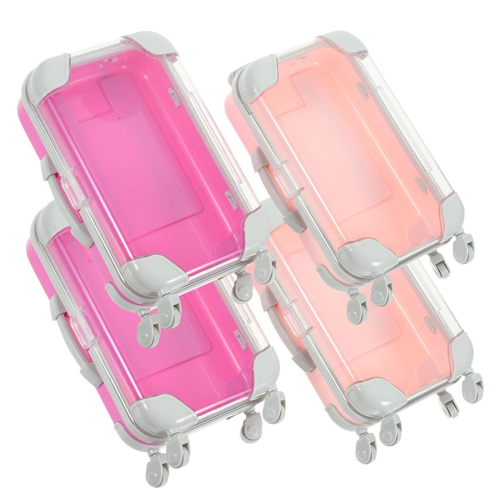 ARTIBETTER 4pcs Portable Makeup Suitcase Travel Containers Makeup Brush Storage Box for Outdoor
