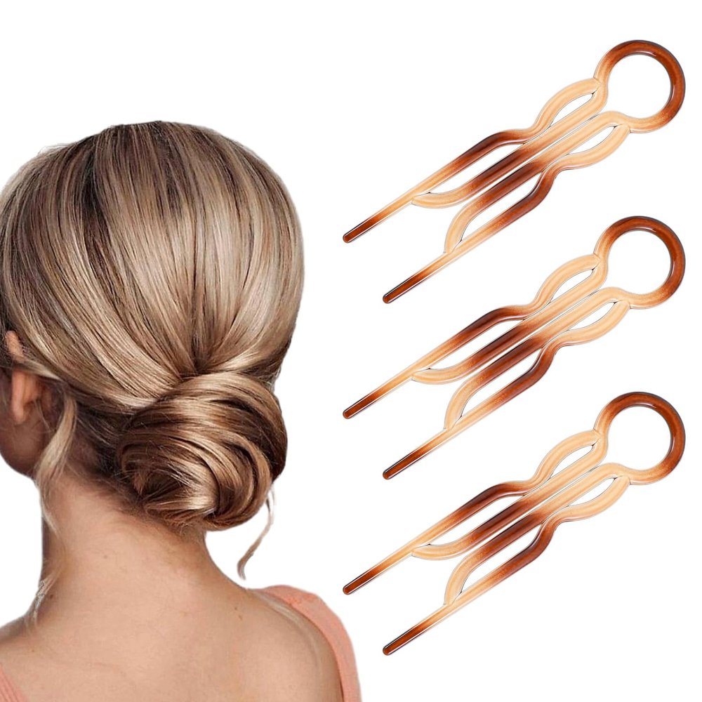 3Pcs Hair Pin for Women, Prestige French HairPin, Strong Durable Pins for Fine, Thick & Long Hair, Hairs Styling Accessories for Christmas Gift Party Valentine's DayBrown