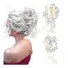 ZHONGCHENGWU Hair Buns, Fluffy Messy Hair Bun Ring Ball Head Coil Wig Grab Clip Long Beard Braid Hair Accessory Hairpieces For Women(Silver white) view 1