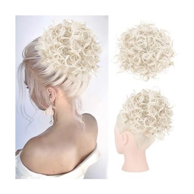 ZHONGCHENGWU Hair Buns, High Temperature Silk Hair Bag - Elastic Flower Pocket for Wig & Hair Storage Hairpieces For Women(White)