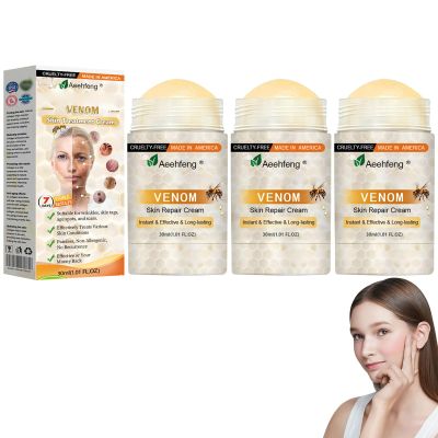 AEEHFENG Bee Venom Skin Repair Cream, Advanced Bee Venom Firming Serum Stick, Firming & Wrinkle-Reducing Cream, Hydrating, Natural Ingredients Suitable for All Skin Types (3 Bottle)
