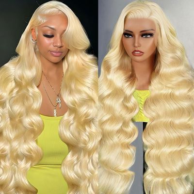 VVPPIL 613 Lace Front Wig Human Hair 200 Density Blonde Wig Human Hair 613 13x6 HD Lace Frontal Wig Body Wave Lace Front Wigs Human Hair Pre Plucked 613 Wig for Women 36 Inch