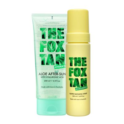 The Fox Tan Tropicool Duo, Tanning Accelerator & After-Sun Gel Set, For Darker & Long-Lasting Tans, Cooling & Hydrating for Sunburnt & Dry Skin, Vegan & Cruelty-Free, 200ml (Pack of 2)
