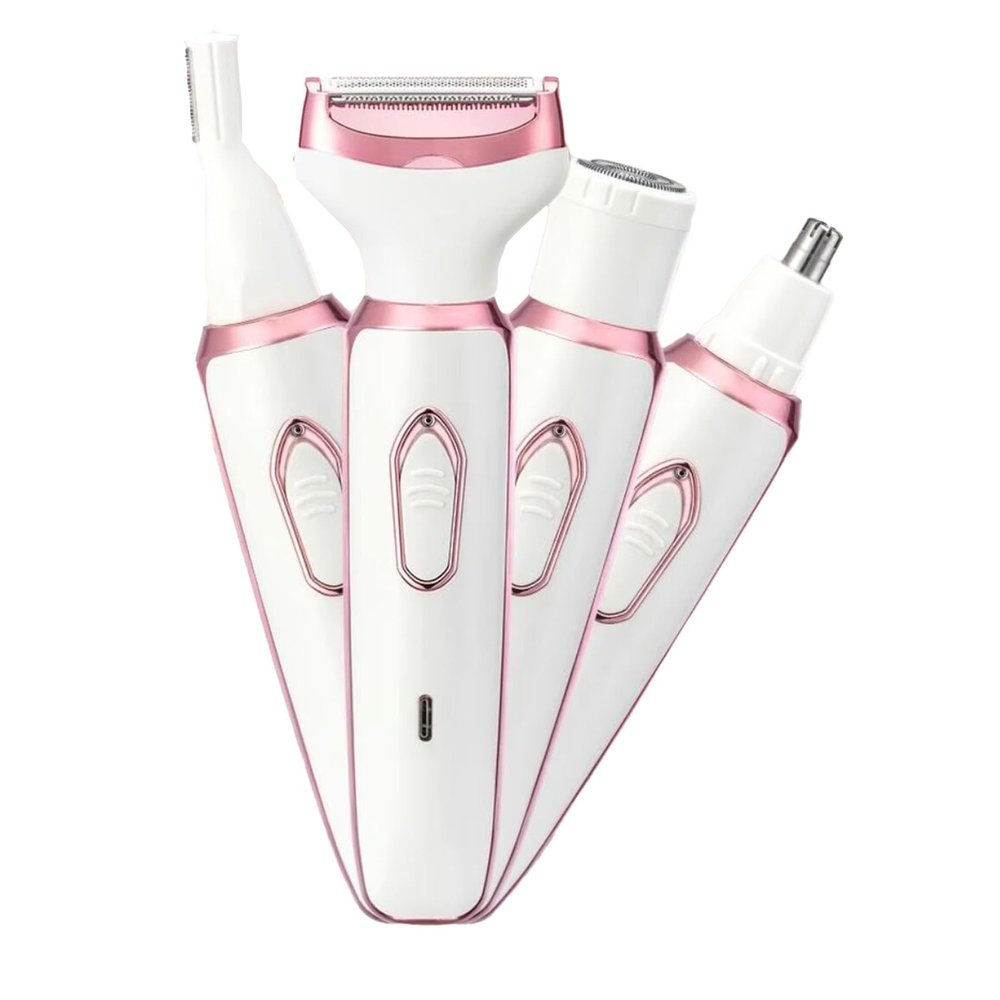 Electric Razor for Women  4-in-1 Gentle Hair Remover for Face,Legs,Bikini&Body,Waterproof Rechargeable Grooming Kit with Eyebrow&Nose Trimmer