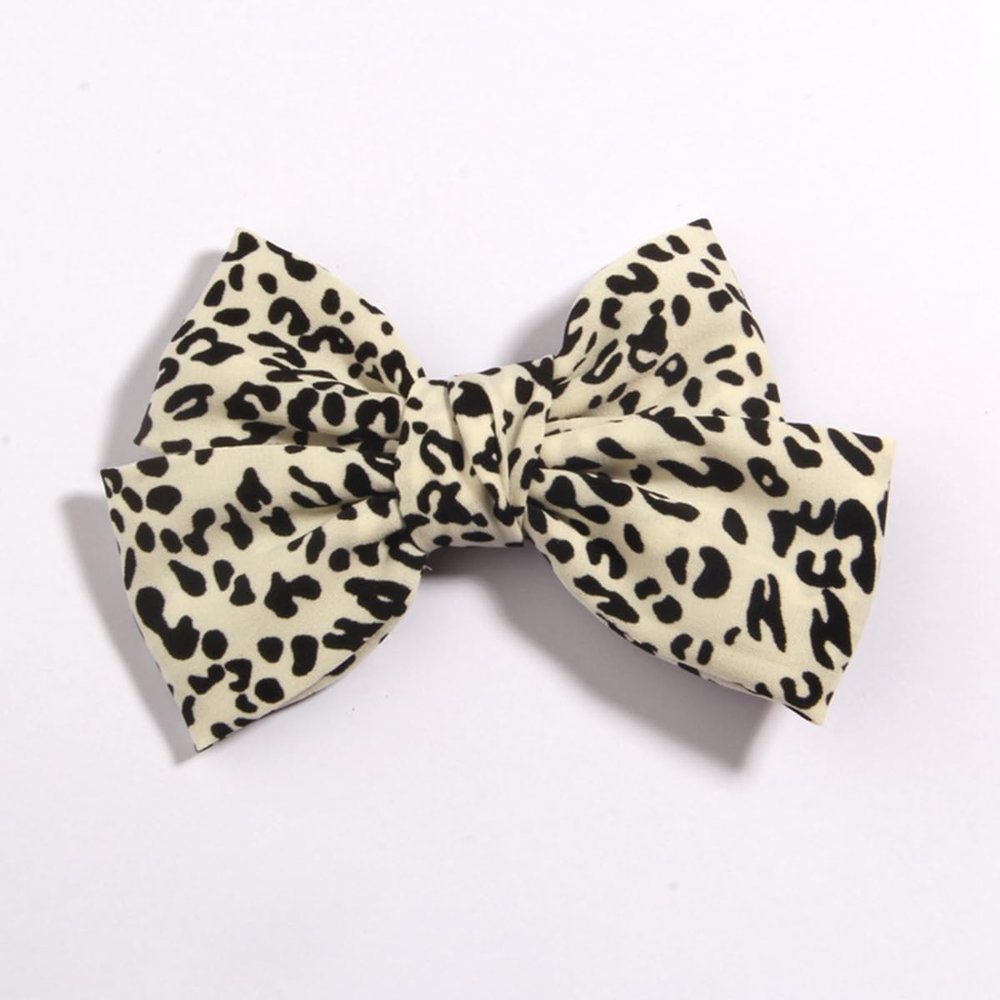 10Pcs 4.8" 12cm Dot Print Barrettes Ribbon Bow Knotted Chiffon Hairpin for Women Headwear Hair Accessories (10Pcs White, With No Clip)