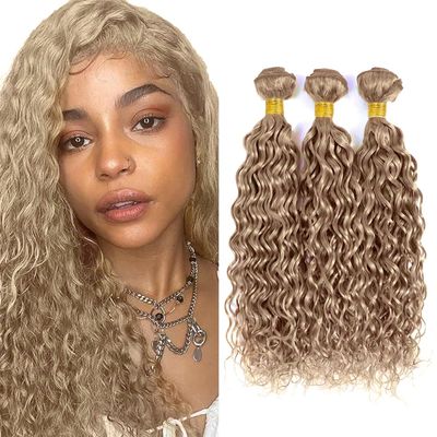 28 30 32 inch #22 Human Hair Bundles Blonde Water Wave Bundle Ash Blonde Human Hair Bundles #22 Wet and Wavy Bundle