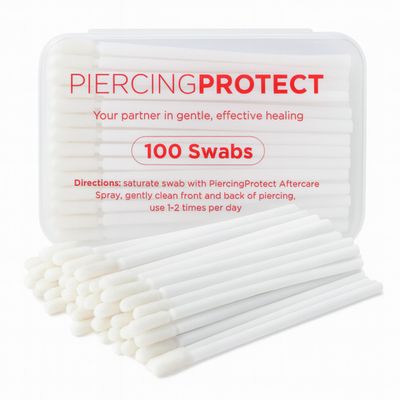 Piercing Care Swabs Tips | Reduce Bumps & Irritation Microfiber Sponge Tips + No lint For Faster Recovery (100 count) PiercingProtect