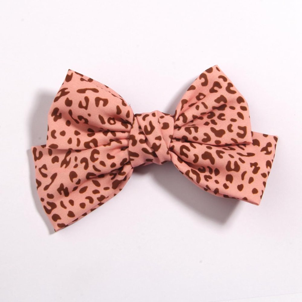 10Pcs 4.8" 12cm Dot Print Barrettes Ribbon Bow Knotted Chiffon Hairpin for Women Headwear Hair Accessories (10Pcs Peach, With No Clip)