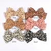 10Pcs Leopard Print Hair Bow Barrettes, 4.8 inch Chiffon Ribbon for Women Headwear Hair Accessories (10Pcs Black, With Clip) view 3