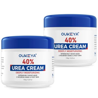 OUKEYA Urea Cream,NEW FORMULA Urea Cream 40 percent for Feet Maximum Strength,Dry Cracked Treatment Lotion for Knees & Elbows,Foot Dead Skin Cuticle Callus Remover Toenail Softener,5.29 oz2 Packs