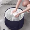 Foldable Foot Bath Bucket, Foot Spa Soak Tub Portable Portable Foot Bath Bag with Storage Bag for Travel Hiking Home (Navy Blue) view 2
