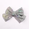10Pcs 4.8" 12cm Sparkly Star Pattern Hair Bow Covered With Colorful Hairgrip headwear Hair Accessories (10Pcs Gray, With No Clip) view 3