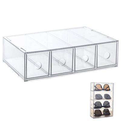 ABOOFAN Stackable Acrylic Makeup Organizer 4 Drawers Practical Cosmetic Storage Box for Jewelry Makeup Tools and Accessories Display for Bedroom and Bathroom Use