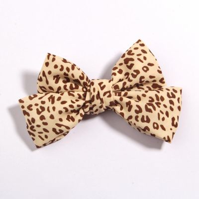 10Pcs 4.8" 12cm Dot Print Barrettes Ribbon Bow Knotted Chiffon Hairpin for Women Headwear Hair Accessories (10Pcs Beige, With No Clip)