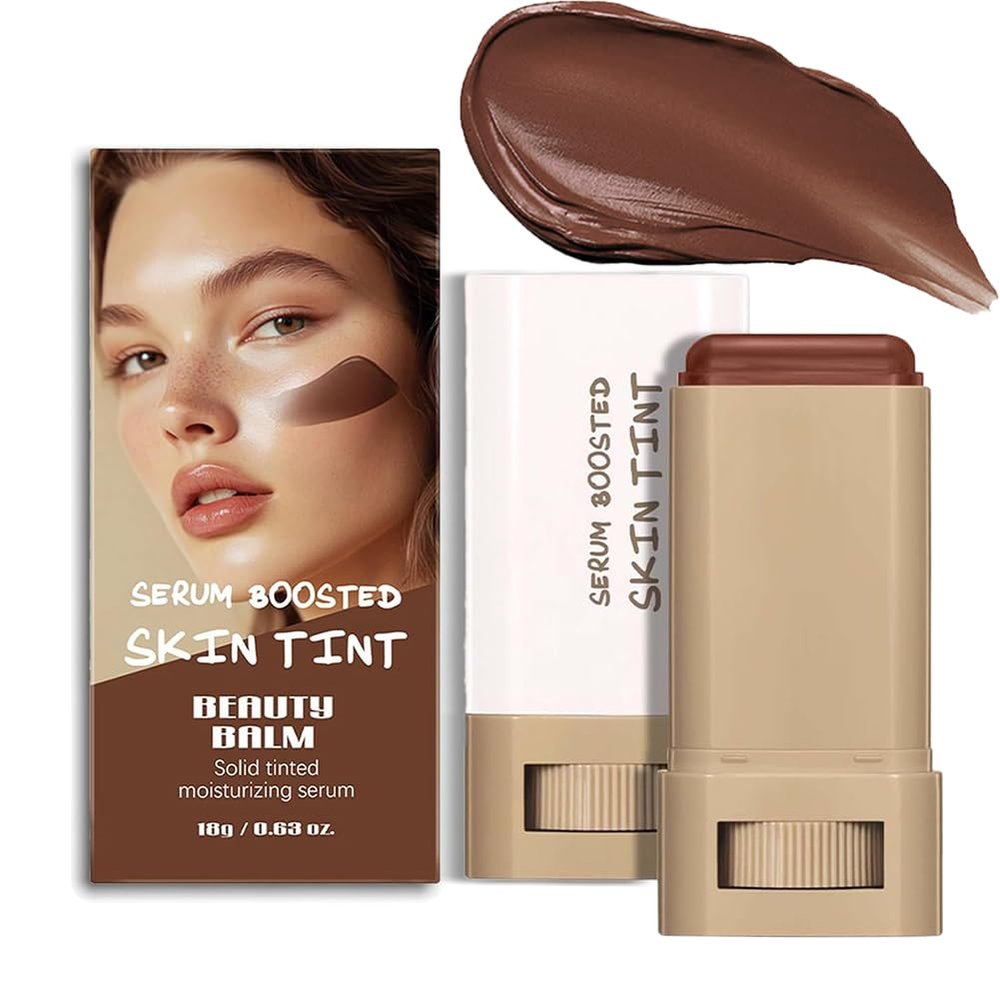 A 3-in-1combining Foundation Stick Beauty Balm Serum Boosted Skin Tint,Solid Tinted Moisturizing Serum Contour Foundation Face for Women,Natural Finish Makeup,Buildable Medium-to-Full Coverage(#01)