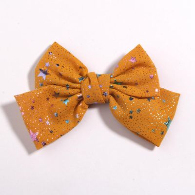 10Pcs Star Pattern Hair Bows With Clip, 4.8 Inch Large Size Colorful Hairgrip headwear Hair Accessories (10Pcs Yellow, With Clip)